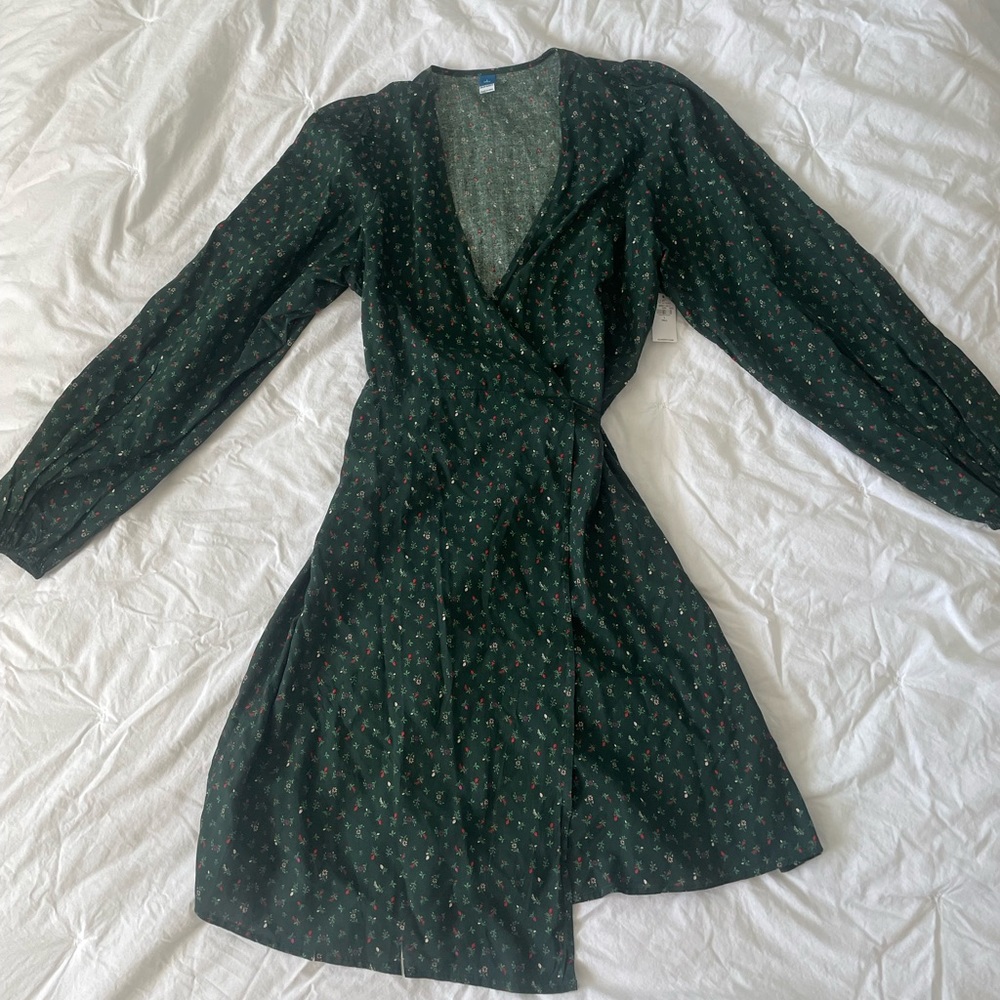 Puff Sleeve Mini Wrap Dress